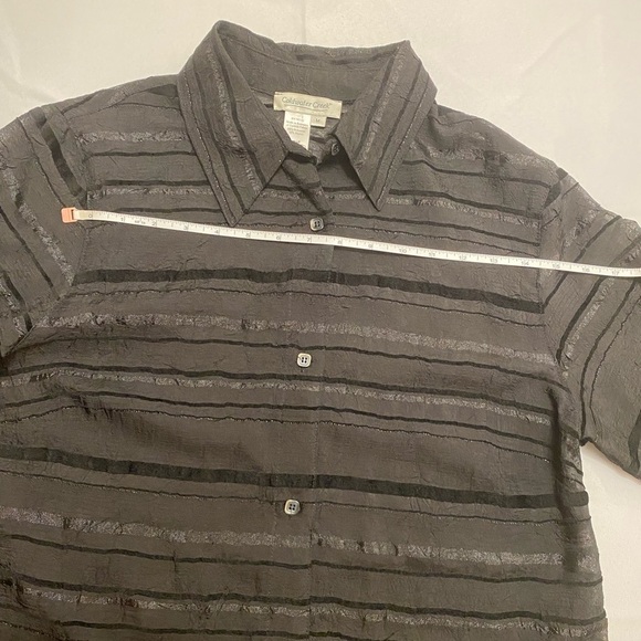 Coldwater Creek Semi-Sheer Stripe Shirt long sleeves size M - Picture 5 of 9